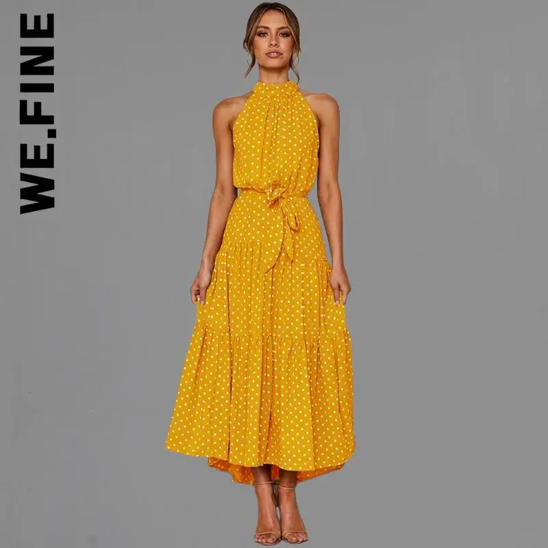 

We.Fine Long Dress Polka Dot Casual Dresses Robe Lazy All-Match Dresses For Women 2022 Cheap Korean Vestidos Female Clothing
