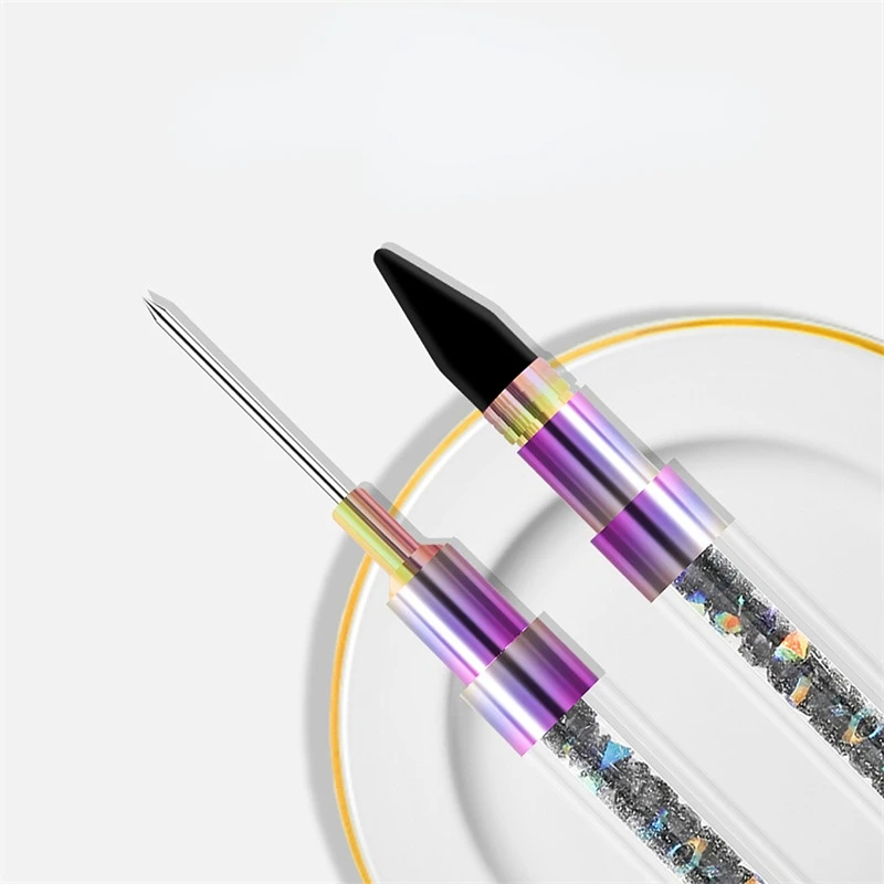 Акриловая Двухсторонняя ручка-точек для ногтей 1 шт. искусственный кристалл