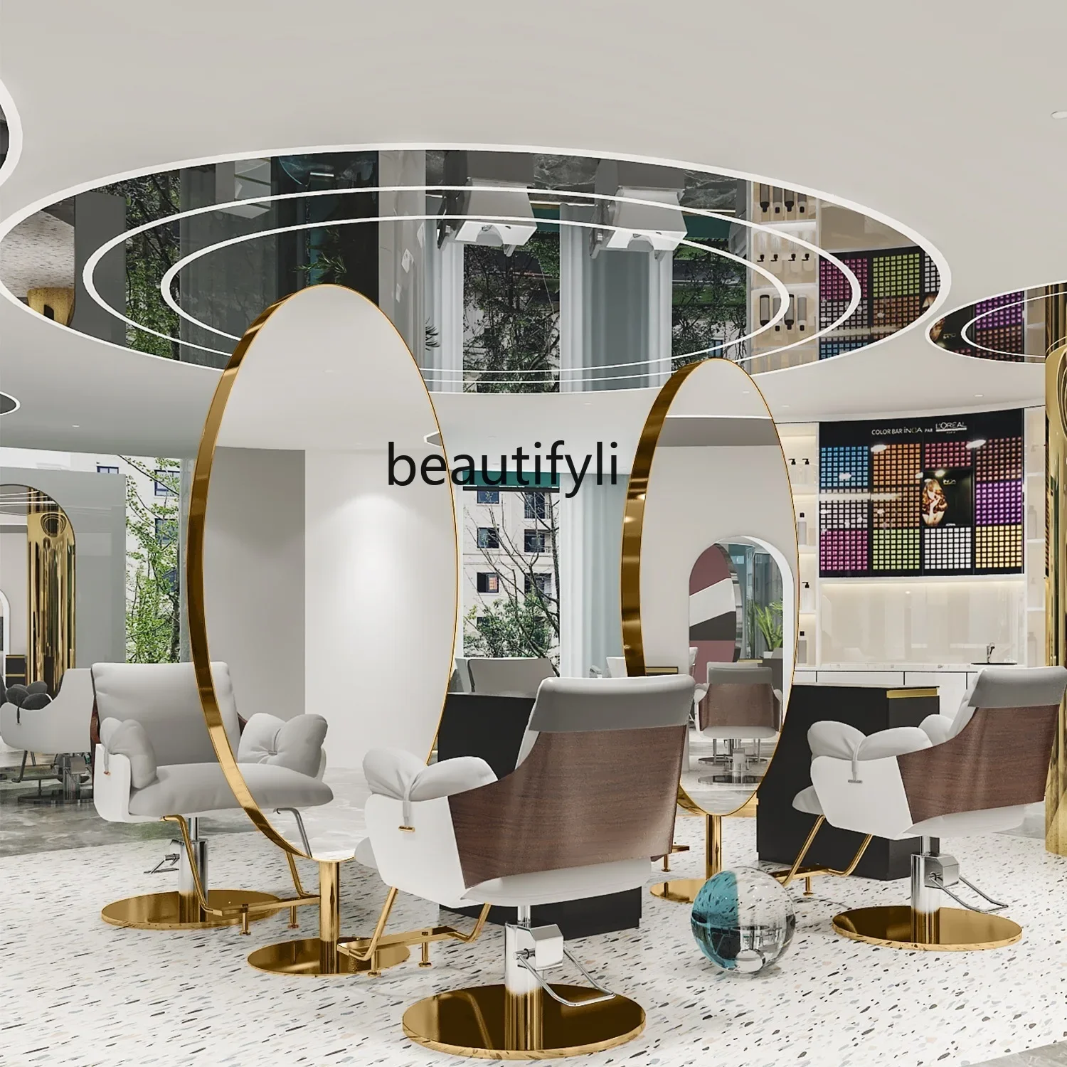 Yy Зеркальный стол для парикмахерской напольное зеркало из нержавеющей стали