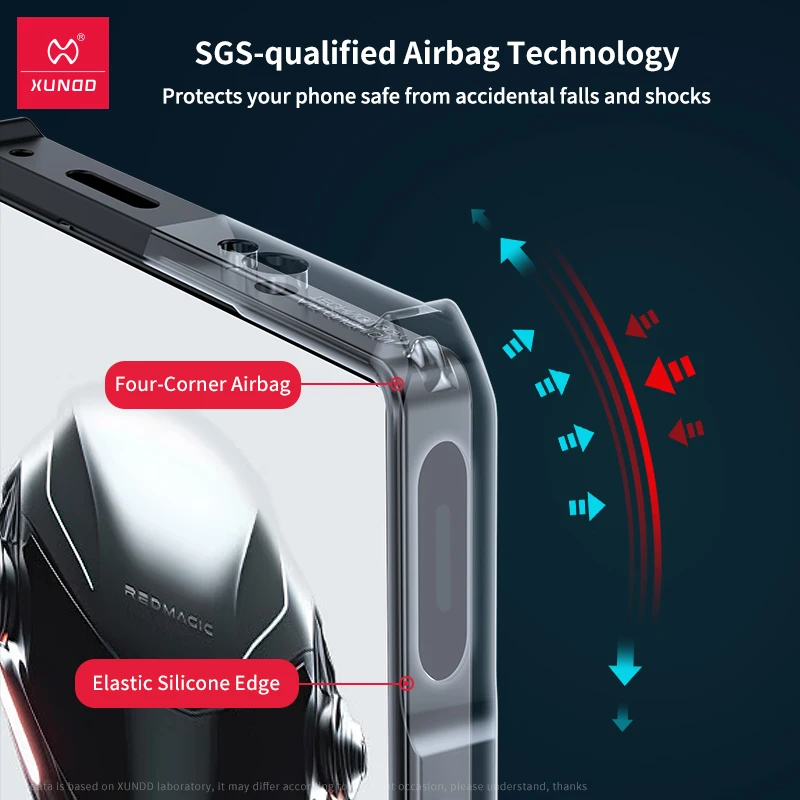 Фото Чехол Xundd для Nubia Red Magic 10 Pro 10 Pro Plus, противоударный чехол с подушкой безопасности, задняя полоса, прозрачный магнитный чехол-подставка №2