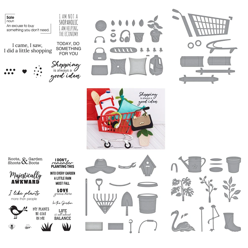 

Add To Cart Series Cutting Dies and Clear Stamp New 2022 Scrapbooking Paper Making Hat Shoe Plant Embossing Frame Card Craft