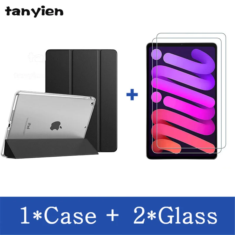 

Tablet Case For Apple iPad Mini 6 8.3 2021 Mini6 A2567 A2568 A2569 6th Gen Trifold Stand Magnetic Smart Cover + Tempered Glass
