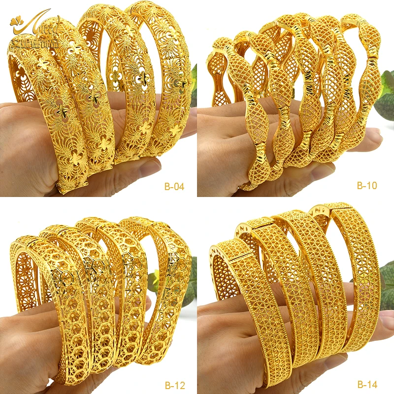 

ANIID Indian Jewelry 24K Gold Plated Bangles For Women Arabic Hawaiian Luxury Bangle Charm Bracelets Wedding Wholesale Gifts