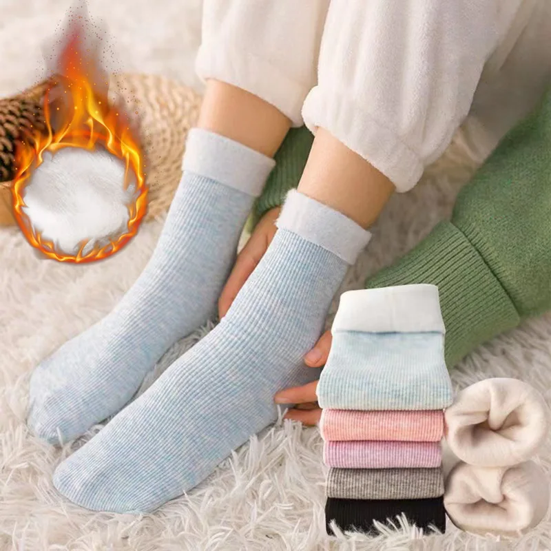 

Носки женские теплые зимние бесшовные, утепленные мягкие цветные сапоги, бархатные, для сна средней длины, 1 пара