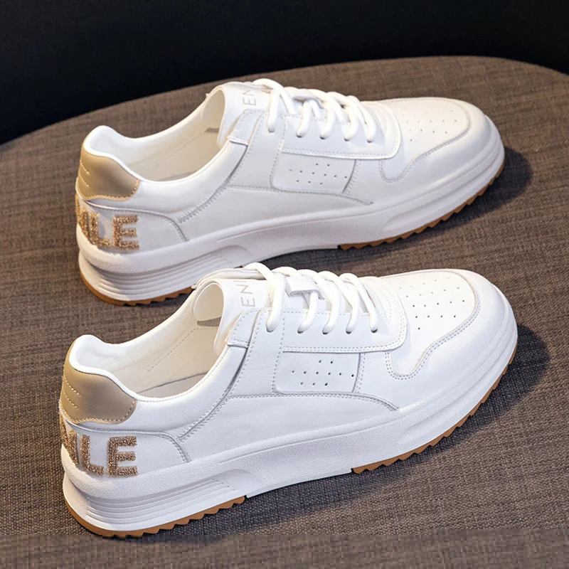 

Женские кроссовки из натуральной воловьей кожи, белые кроссовки на платформе с вулканизированной подошвой, дышащая Спортивная обувь на лето, 2023