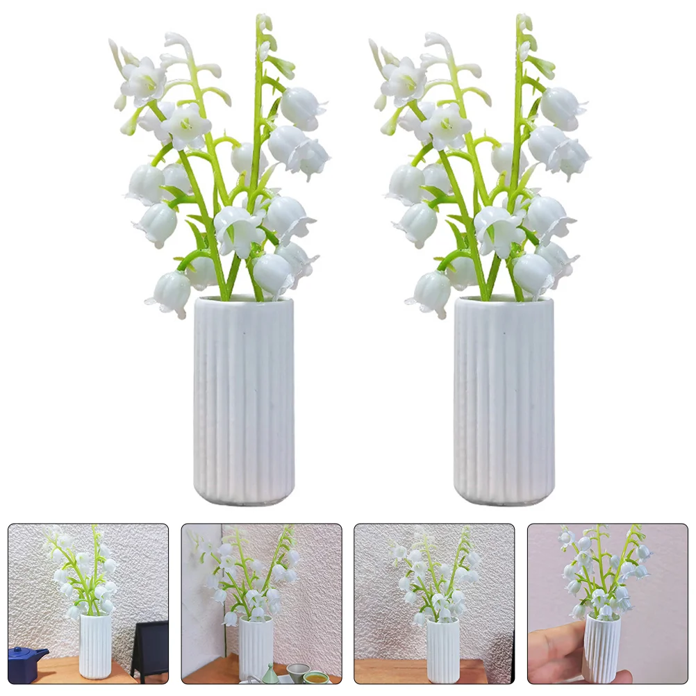 

2 Pcs Small and Fresh House Vase Bathroom Decorations Resin DIY Bonsai Model