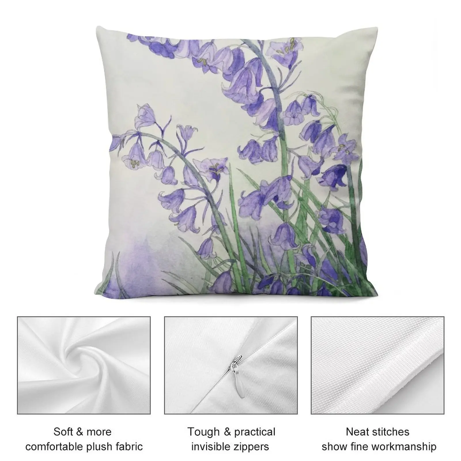 Bluebells декоративная подушка с акварелью