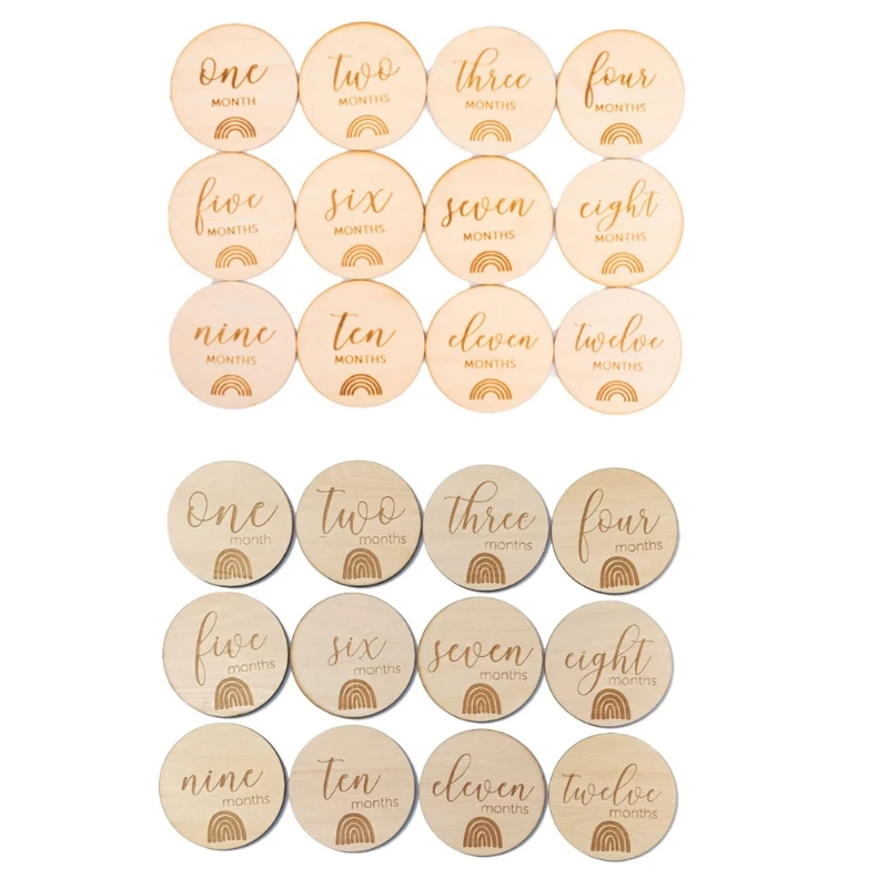 

12Pcs Baby Milestone Circle Disc Months Sign Card Newborn Growth Recording Cards
