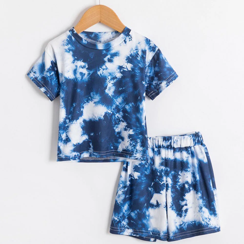 

Menoea Baby Girls Tie-dye Printed Clothes Sets Summer Toddler Short Sleeve Print Boy T-Shirts Tops Shorts Pants Kids Boy Outfits