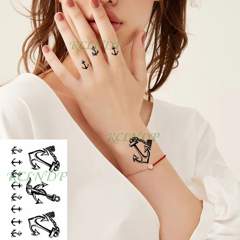 

Водостойкая Временная тату-наклейка, корабль, якорь, искусственный тату, черная мода, флэш-тату, запястье, нога, руки для девочек, женщин, муж...
