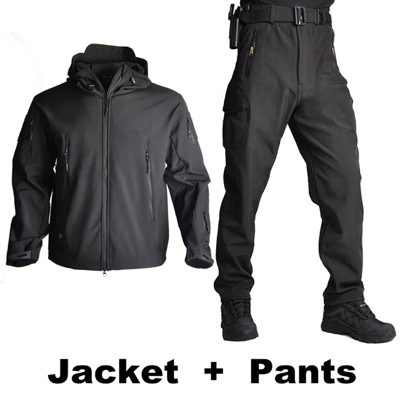

Outdoor Tactical Jacket Soft Shell Miltiary Army Waterproof Camo Hiking Hunting Clothes Camouflage Suit Jacket + Pants