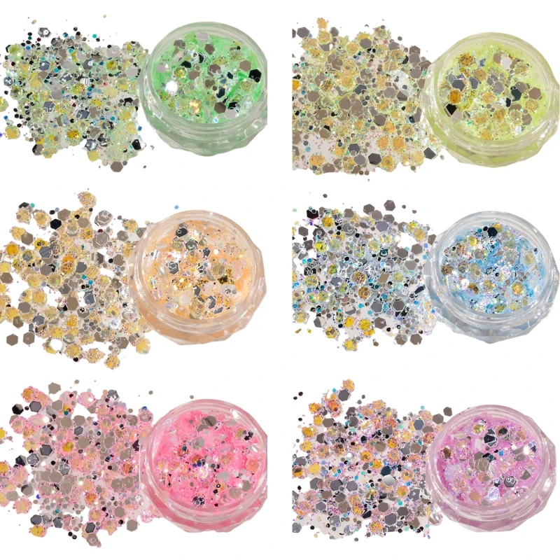 

Nail Art Glitter Sequins Holographic 12 Boxes 3D Nails Glitter Metallic Shining
