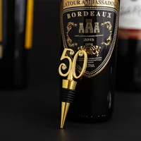 birthday party gift 50th anniversary golden wedding anniversary wine set number 50 digital shape wine stopper kitchen gadgets