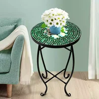 14" Round Side Table Coffee Desk Tea Table Plant Stand for Patio Beach Balcony lawn Home Living Room Indoor Outdoor Decor