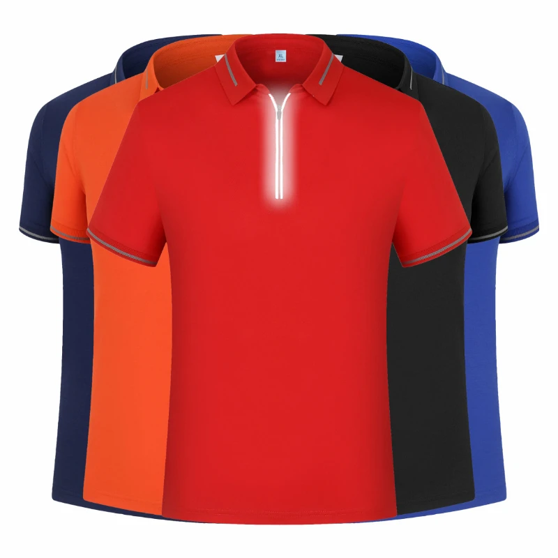 

2022 Reflective zipper Men Polo Shirts Business Short Sleeve Polo Shirt Polo New Clothing Summer Streetwear Fashion Men tops