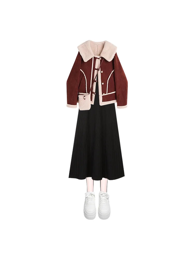 Последняя осенняя и ранняя зимняя одежда рождественская красная верхняя из