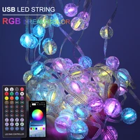 usb 5v ws2812 rgb led string bubble ball fairy light 5m 20m music app remote control waterproof christmas holiday decoration