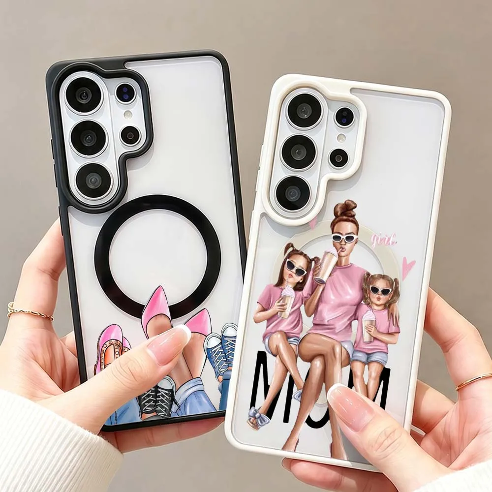 Фото Роскошный чехол для телефона с рисунком Baby Mon для Samsung Galaxy S26 S25 S24 S23 FE Plus Ultra, магнитный чехол Magsafe с беспроводной зарядкой №1