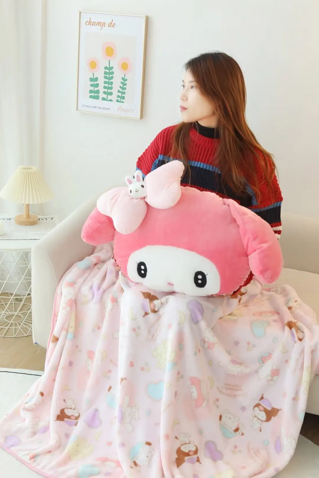 Sanrio мультфильм аниме My Melody плюшевая подушка милая портативная Подушка Одеяло