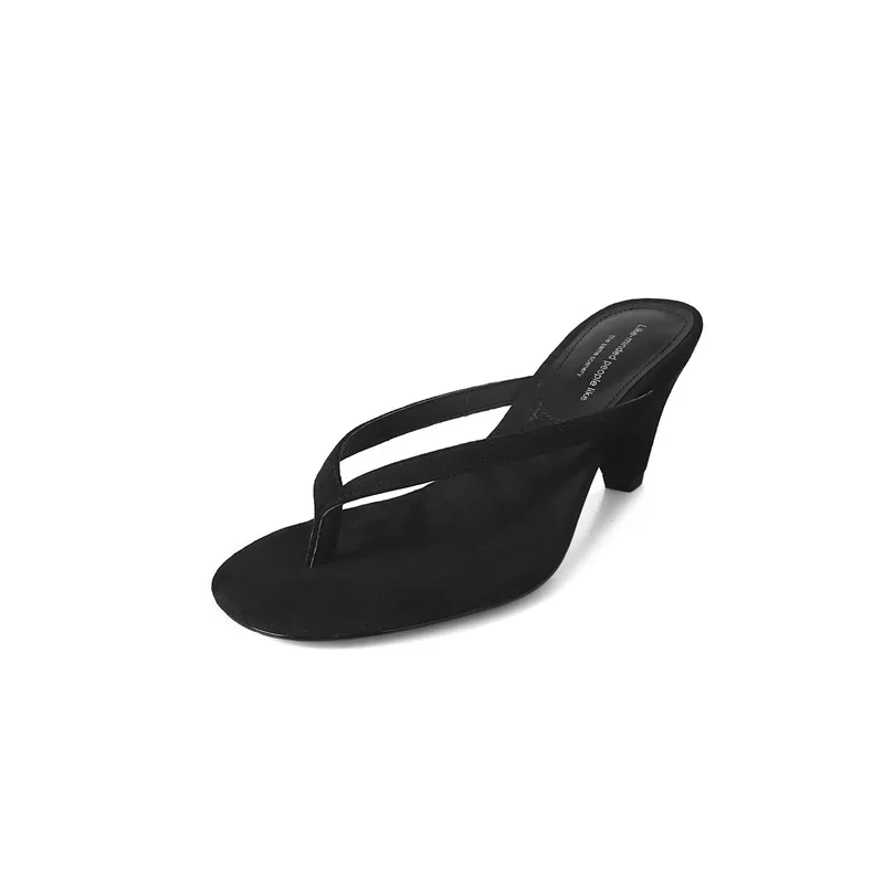 Шлепанцы из натуральной кожи на высоком каблуке в елочку высота конусного