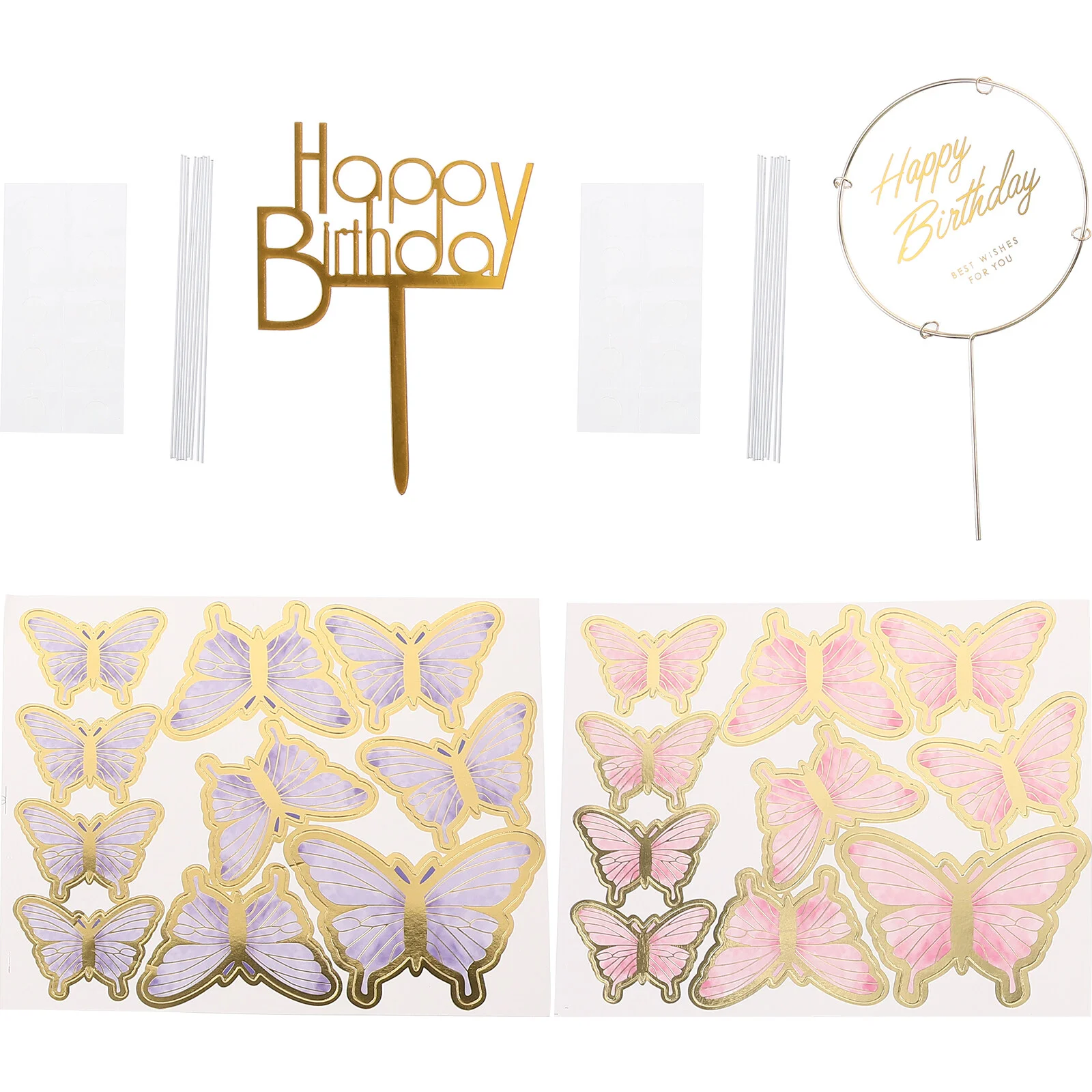 

Party Cake Topper Butterfly Decor Toppers Birthday Baby Shower Happy Decoration