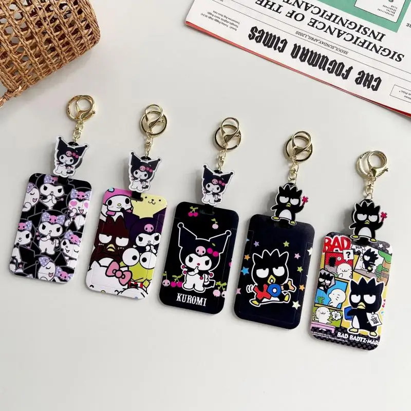 

Kawaii Sanrios Bus Card Set Hellow Kittys Kuromi My Melody Cinnamoroll Cartoon Backpack Pendant Case Holder Plush Toys for Girls