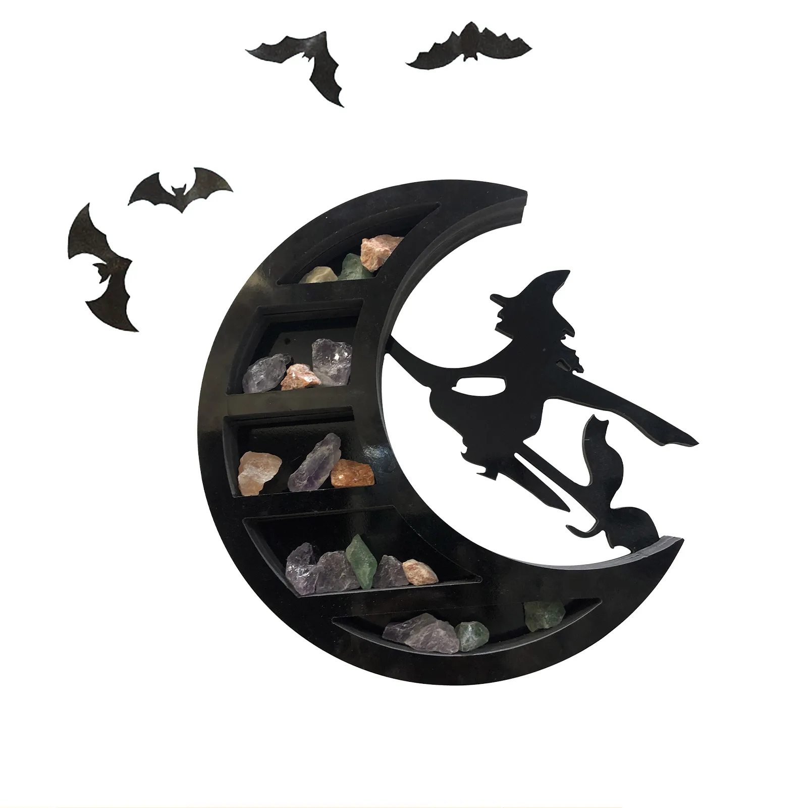 

Witch On The Moon Crystal Shelf Crystal Shelf Display For Stones Retractable Crystal Holder Moon Shelf Decor For Kids Room