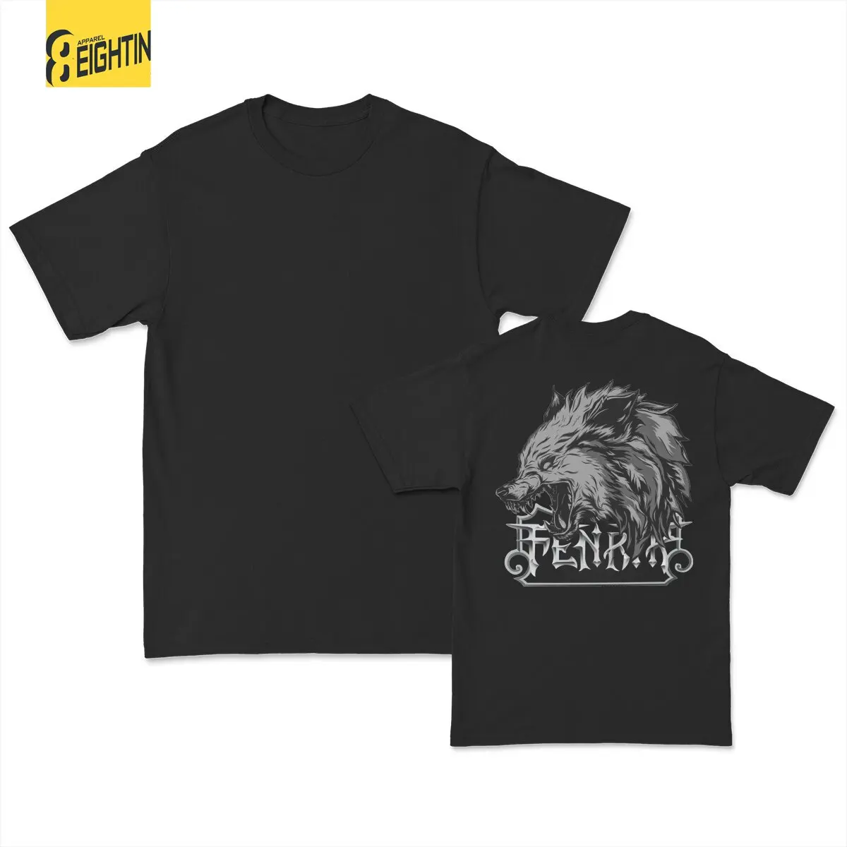 

Men T-Shirt The Wolf of Norse Mythology Fenrir Casual Cotton Tee Shirt Short Sleeve Viking T Shirts Crewneck Clothes Plus Size