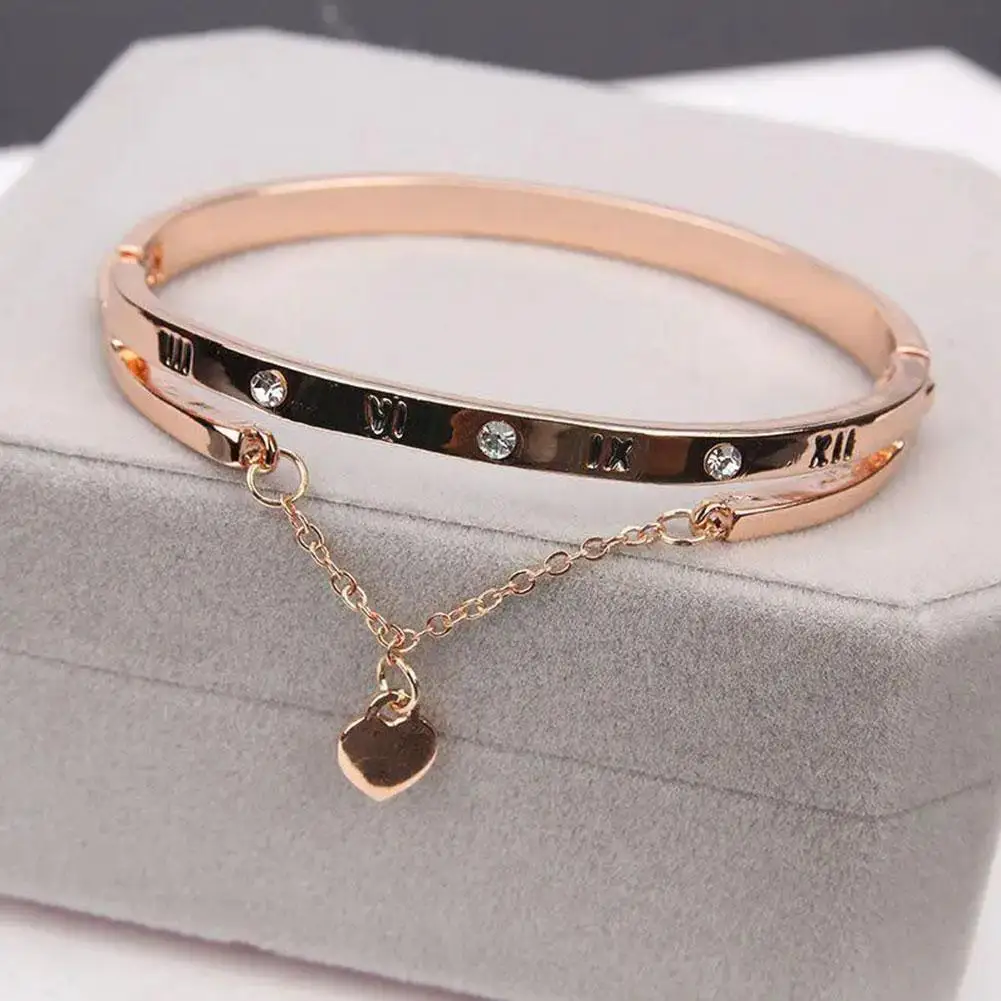 

New Luxury Roman Heart Bracelet Roman Number Bracelet Charm Metal Women Layer Double High Gift Jewelry Bracelet D1f9