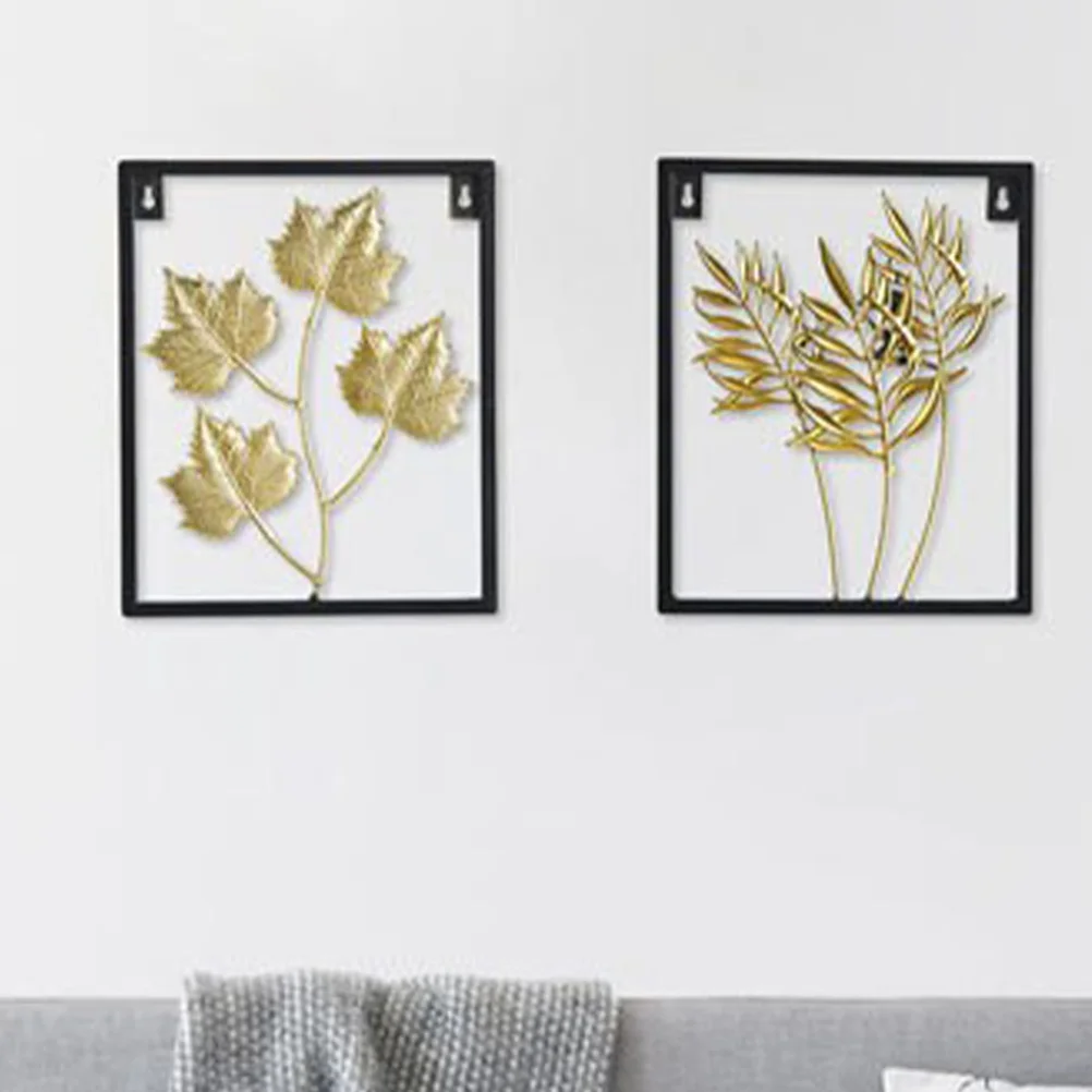 

Ornaments Home Wall Decor Hanging Iron Leaf Decoration Modern Bamboo Metal Pendant Living Room