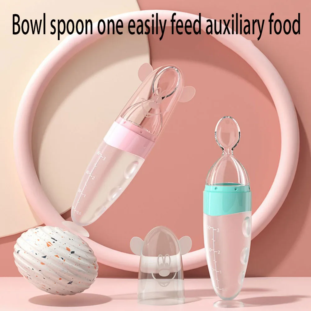 

Infant Baby Squeezing Feeding Bottle 90 ml Food Supplement Bottle Vegetable Fruit Feeding Spoon Rice Cereal Bottle Baby Dishes