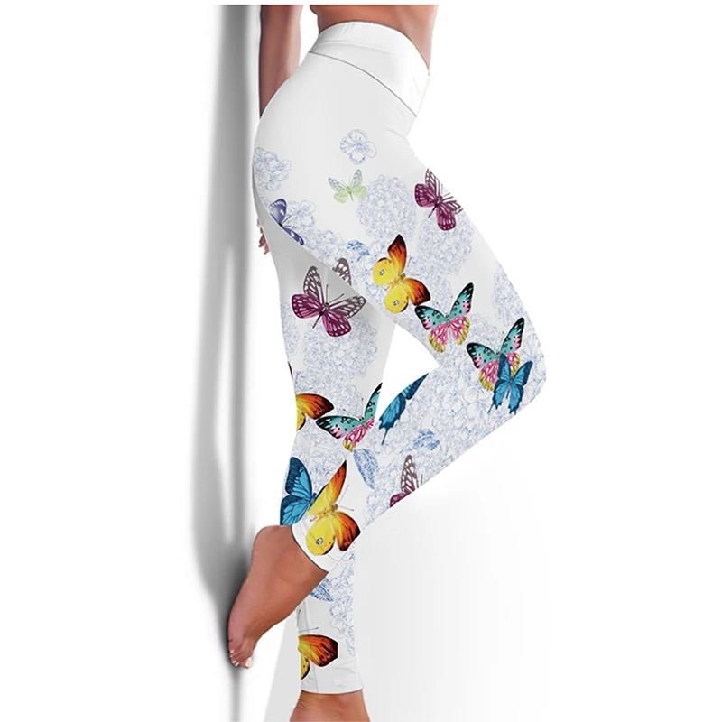 

2022 New Fashion Fitness High Elastic Sweat Absorption Digital Printing Butterfly Tights High Waist Slim Yoga Pants Leggings