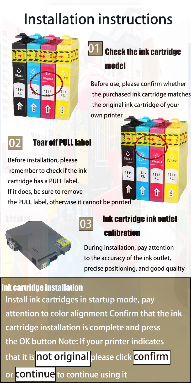 Чернильные картриджи Vilaxh для совместимых EPSON 18XL T1811 T1814 Epson XP-415 XP-30 XP-102 XP-202 XP-205 XP-302