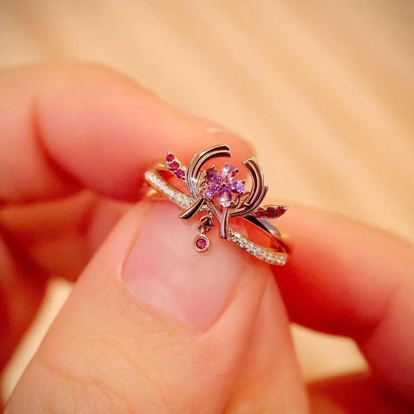 Кольцо для косплея Game Genshin Impact Yae Miko регулируемое Открытое кольцо с подвеской на