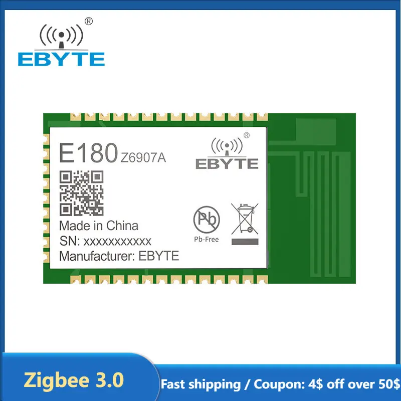 Zigbee 3.0 TLSR8269 Wireless Date Transmission Module Low Power Consumption 2.4GHz Touch Link Smart7dBm EBYTE E180-Z6907A Module