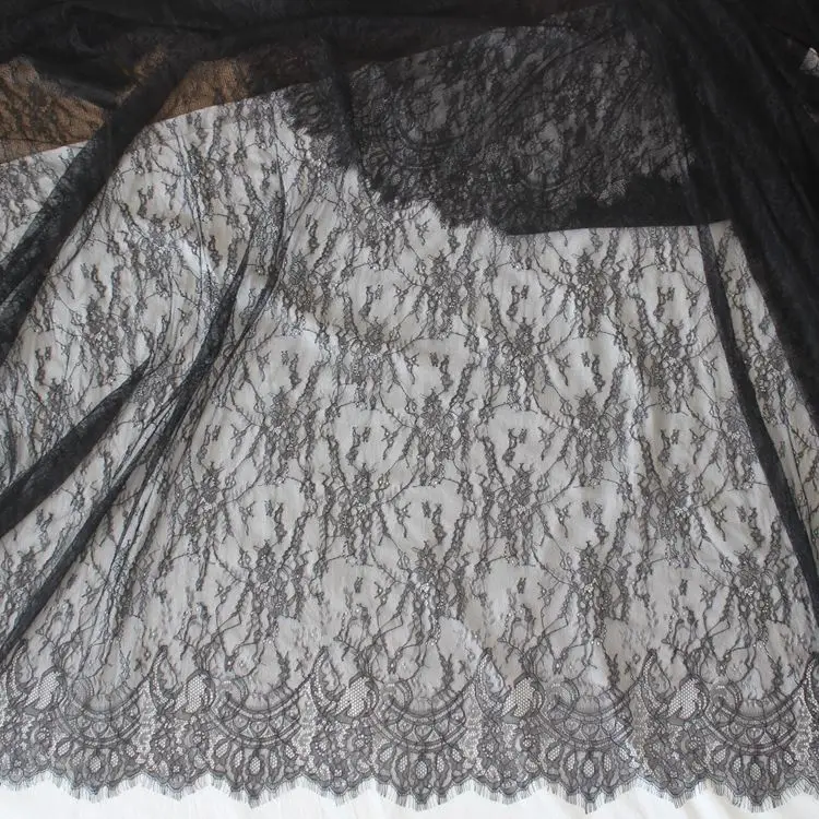 

Thin & Soft Quality Eyelash Chantilly French Lace Fabric Panels 1 Piece Size 1.5x3 Meters Double Eyelash Edging 2022 NEW