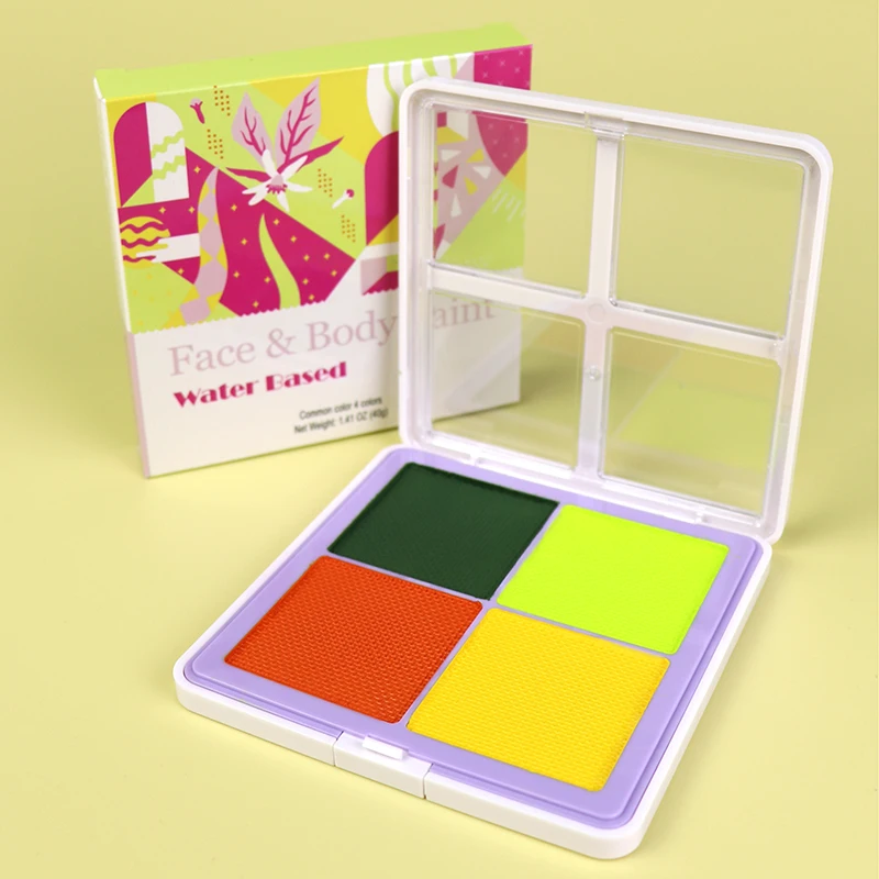 

Water Based Body Painting Private Label Professional Washable 4 Grid Palette Festival Stage Makeup Eyeliner