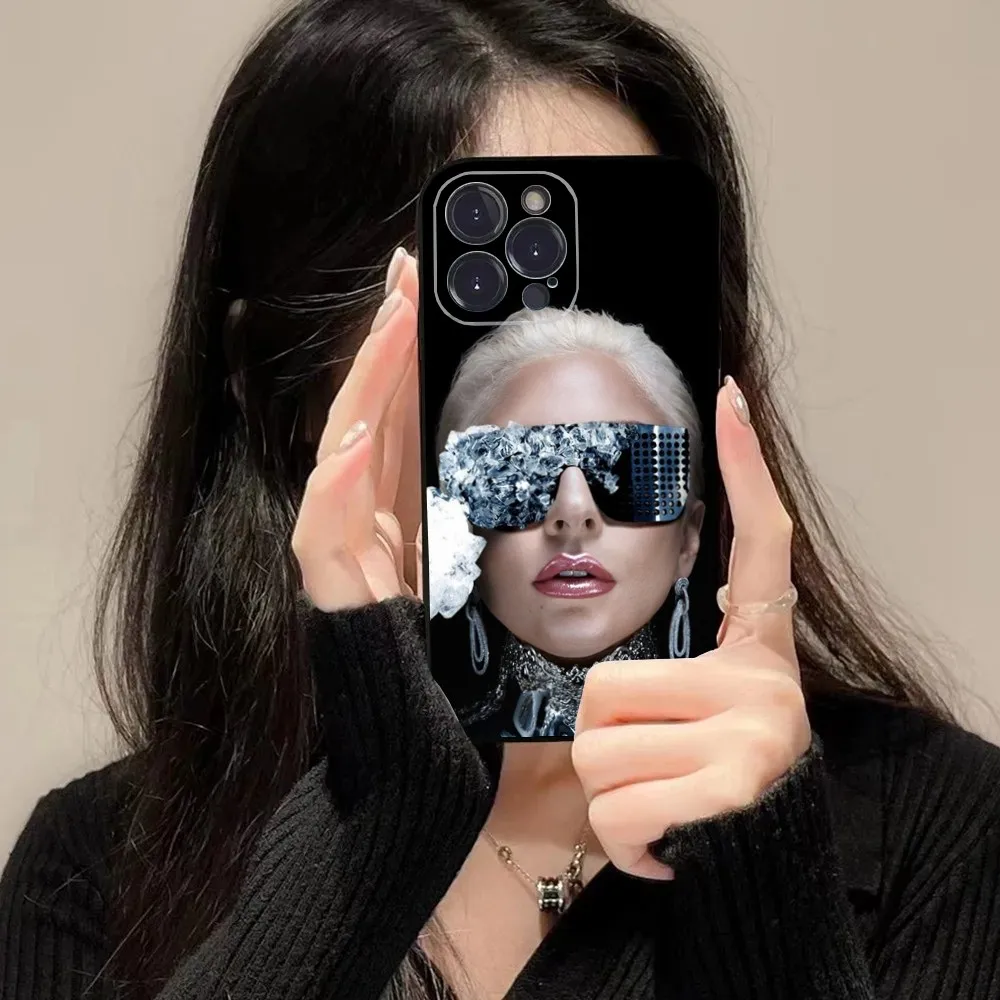 Singer L-Lady Gaga Phone Case For iPhone 16 15 14 13 12 11 Plus Pro Max XS X XR SE Mini 8 7 Soft Silicone Black Cover