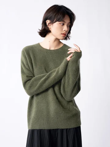 SuyaDream женские пуловеры из кашемира и шерсти  оливкового цвета