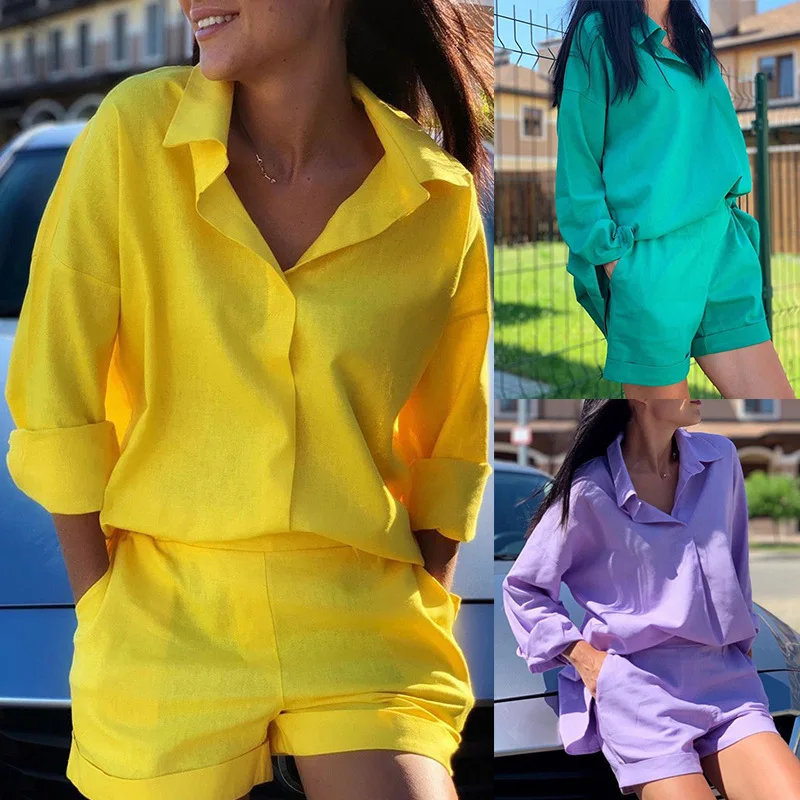 

Europe and the United States of the new loose lapel shirt long sleeve shirt suit for women