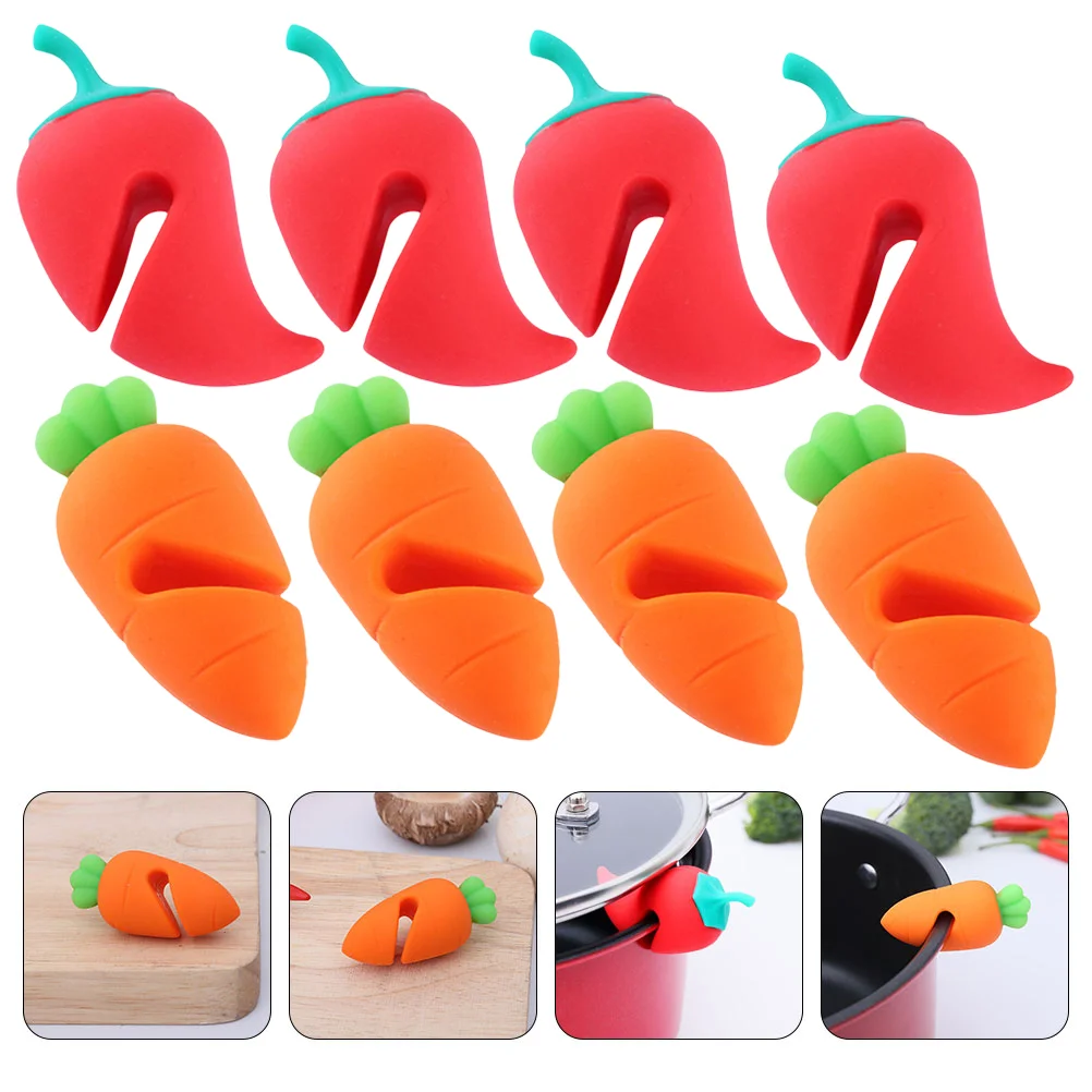 

8 Pcs Pot Lid Overflow Preventer Silicone Holder Cartoon Boil Lifters Practical Spill Stoppers Rack Home Pots for kitchen