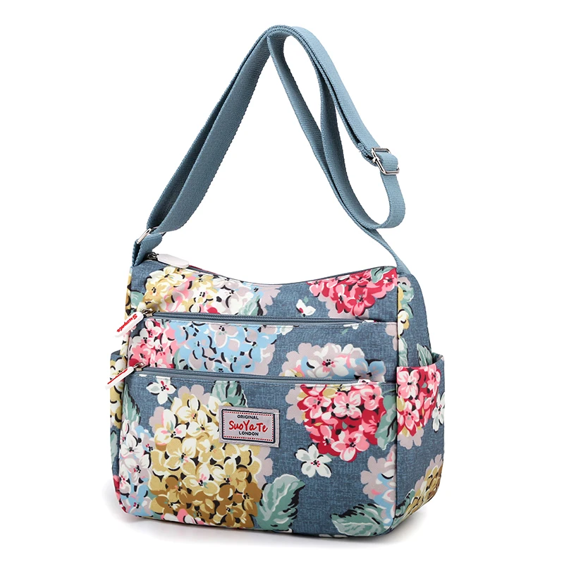 

Multiple pockets Women Handbags Female Shoulder bags Nylon Messenger Bags Zipper Printed Ladies Crossbody Bag Vintage Bolsas