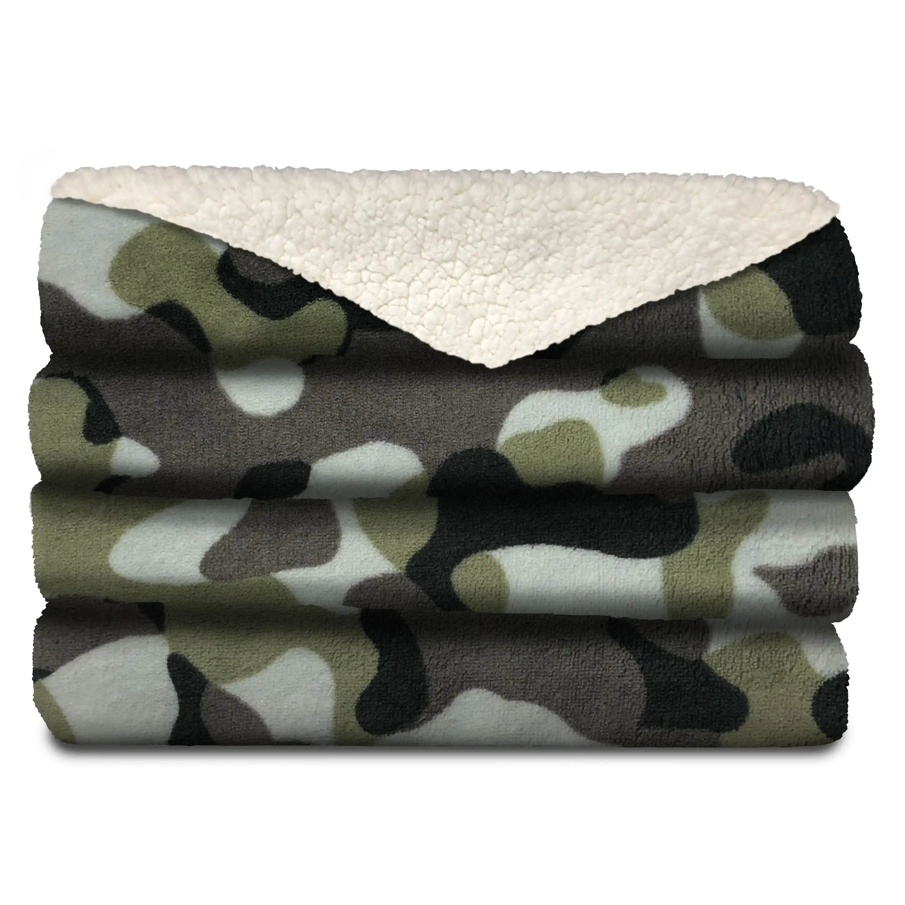 Heated Electric Throw Blanket, Cozy Sherpa, Camouflage, 50" 