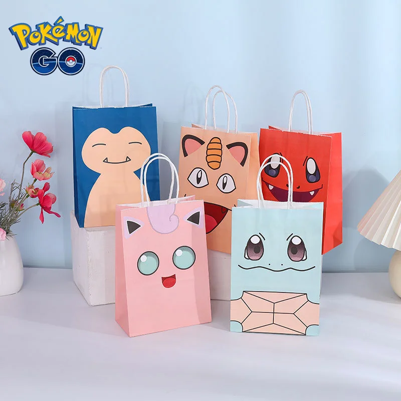 Подарочный пакет с героями мультфильмов Покемон чармандер из крафт-бумаги