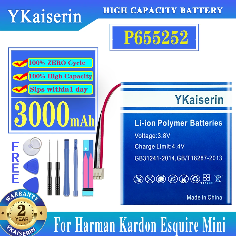 

Аккумулятор ykaisсеребрин P655252 на 3000 мА · ч для мини-динамика Harman Kardon Dodge re, громкий динамик, батарея + Бесплатные инструменты