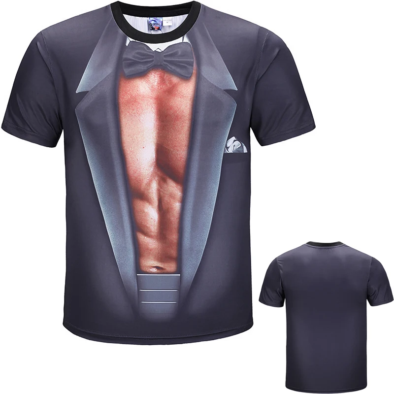 

Printed T Shirt 3D Man Summer Funny Casual Sexy Fake Pecs Unisex Clothes Fashion Xxs-6xl Abdominal Muscles Teenager Top Tees