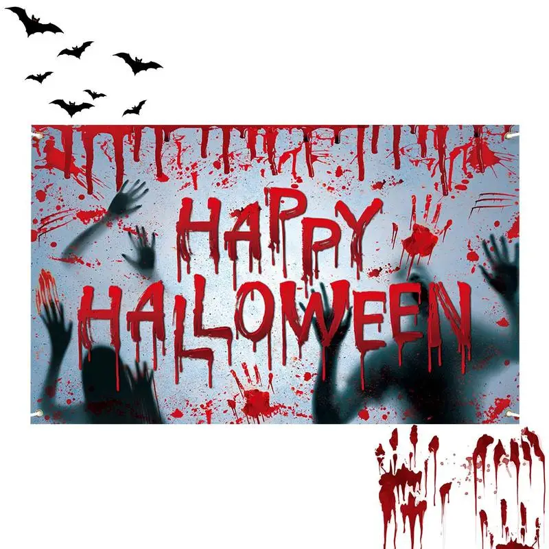 

2023 Хэллоуин Декор Фон Ткань кровавая ручная печать окно дверь стена домашний декор плакат кровавый баннер Хэллоуин вечерние поставки