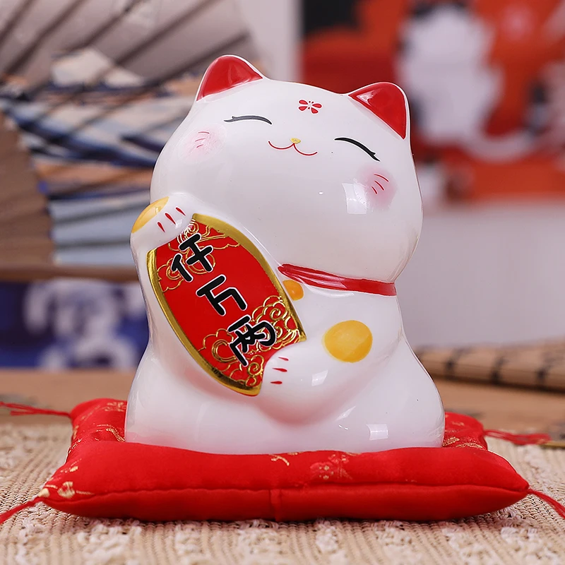 

4.5 Inch Ceramic Lucky Cat Ornament Cute Ceramic Storage Tank Home Decorations Creative Gift Home Living Room Feng Shui Doll