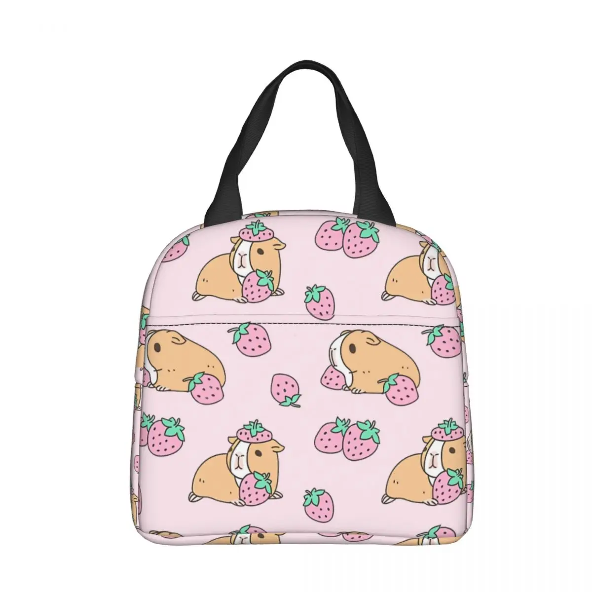 

Pink Guinea Pig And Strawberry Lunch Bag box Animal Children Aluminum Bag Foil Portable Lunchbox