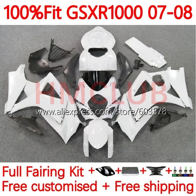 

Injection For SUZUKI GSXR 1000CC 1000 CC GSX R1000 K7 GSX-R1000 GSXR1000 2007 2008 GSXR-1000 07 08 Fairing glossy white 101No.21